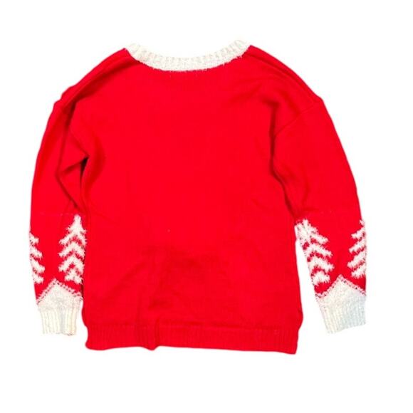 Festive Christmas Ugly Sweater Cat with Cateye glasses, Medium, Red - Picture 3 of 7